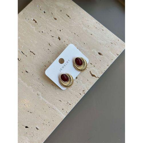 Taşlı Küpe - Kahverengi