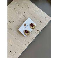 Taşlı Küpe - Kahverengi