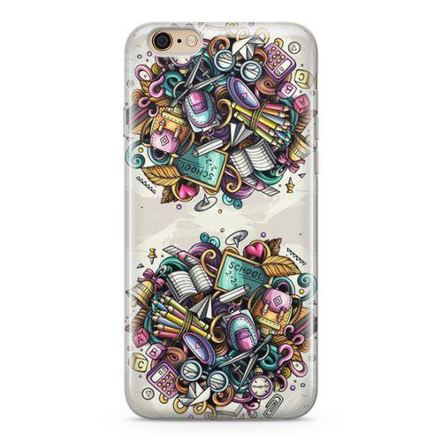 Apple iPhone 6 6s Kılıf Kırtasiye Malzemeleri Doodle Arka Kapak Koruma Desenli Full Koruyucu