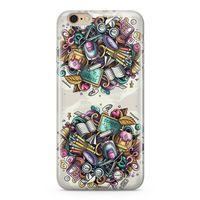 Apple iPhone 6 6s Kılıf Kırtasiye Malzemeleri Doodle Arka Kapak Koruma Desenli Full Koruyucu