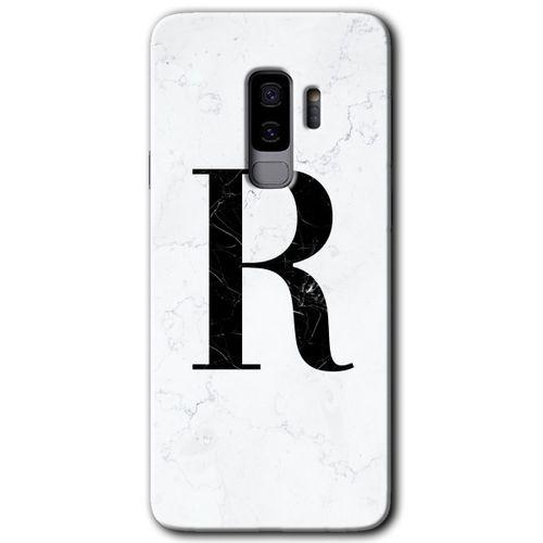 Galaxy S9 Plus Kılıf HD Desen Baskılı Arka Kapak - Beyaz Mermer Desenli R Harfi + Kırılmaz Cam