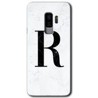 Galaxy S9 Plus Kılıf HD Desen Baskılı Arka Kapak - Beyaz Mermer Desenli R Harfi + Kırılmaz Cam