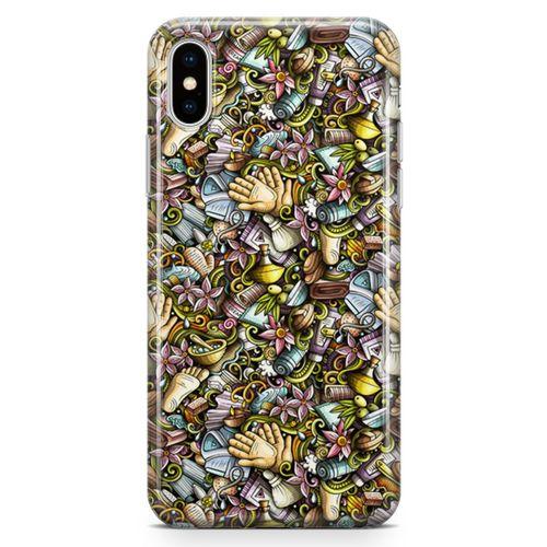 Apple iPhone XS Kılıf Kozmetik Kişisel Bakım Doodle Arka Kapak Koruma Desenli Full Koruyucu