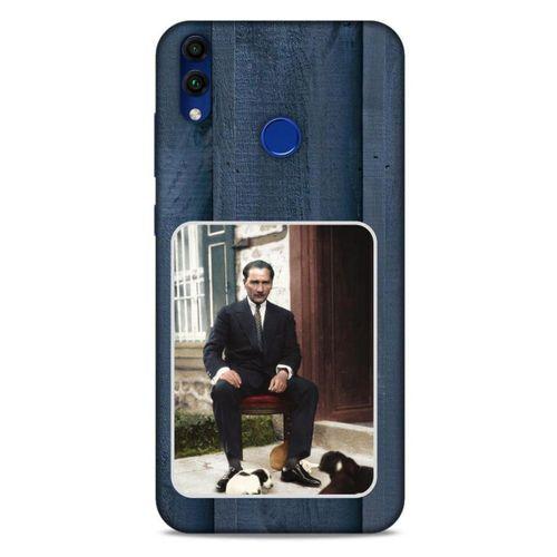 Huawei Honor 8C Kılıf Atatürk (37) Silicone Cover Laci Ahşap