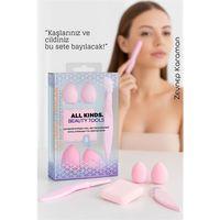 5’li Makyaj Süngeri ve Kaş Usturası Seti – Profesyonel Güzellik Araçları