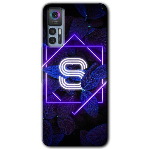 TCL 30 Plus Kılıf HD Desen Baskılı Arka Kapak - Dark Neon Yaprak S Harfi