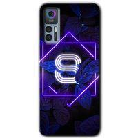 TCL 30 Plus Kılıf HD Desen Baskılı Arka Kapak - Dark Neon Yaprak S Harfi