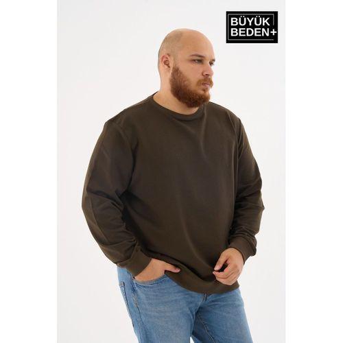 Erkek Büyük Beden Bisiklet Yaka ince Sweatshirt SPR24BSW56