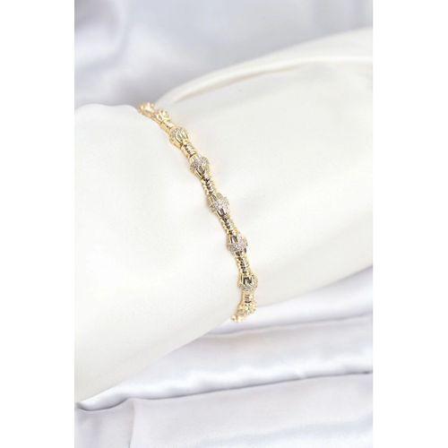 Pirinç Gold Renk VIP Seri Punta Model Zirkon Taşlı Kadın Bileklik