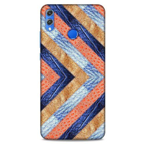 Huawei Honor 8x Kılıf Patchwork (3) Kapak Lacivert Turuncu