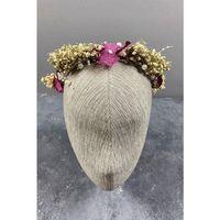 Ortanca Ve Şoklanmış Cipso Kuru Çiçekli İncili Gelin Tacı