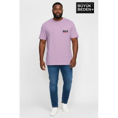 Süperlife Erkek Büyük Beden Brooklyn 1970 Baskılı 3xl-6xl Bisiklet Yaka Tshırt SPR26BTS510-03