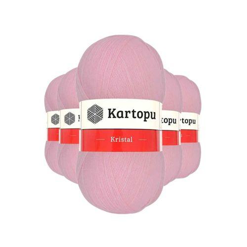 5 Adet Kristal Çift Katlı El Örgü Lif İpi Bebe Pembe K788 - kartopu mudanis