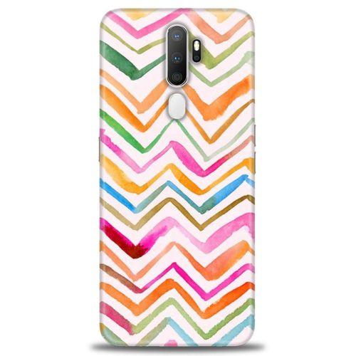 Oppo A9 2020 Kılıf HD Baskılı Kılıf - Zikzak + Tam Ekran Koruyucu