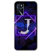 BeRa Aksesuar Oppo A16 Kılıf Baskılı Kapak - Dark Neon Yaprak J Harfi +Tam Kaplayan Mat Seramik
