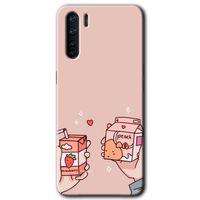 Oppo A91 Kılıf HD Desen Baskılı Arka Kapak + Temperli Cam - Meyveli Süt