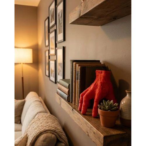 3d Dekoratif Kırmızı El Biblo 17x16 Cm Modern Ev Aksesuarı