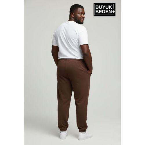 Erkek Büyük Beden BROOKLYN Baskılı Paça Lastikli Rahat Kesim Jogger İnce Eşofman Altı SPR26BEA951-2