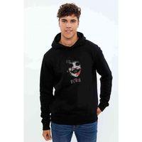 Joker Baskılı Siyah Erkek Kapşonlu Sweatshirt