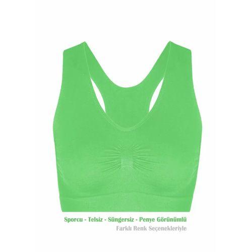 Alışveriş Meydanı Kadın Yeşil Pedsiz Likralı Sporcu Sütyeni Büstiyeri