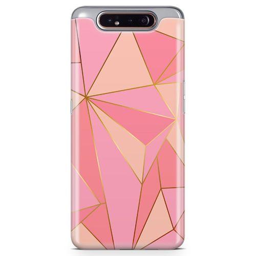 Samsung Galaxy A80 Kılıf Elmas Pembe Arka Kapak Koruma Desenli Full Koruyucu