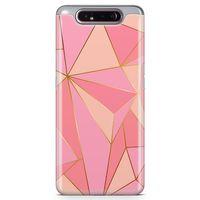 Samsung Galaxy A80 Kılıf Elmas Pembe Arka Kapak Koruma Desenli Full Koruyucu