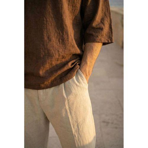 Castiel Bisiklet Yaka Fakir Kol Oversize Kısa Kol T-shirt - Kahve