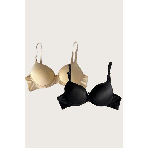 Ten-siyah 2'li Mikro Kumaş İçi Boş Balenli Günlük Desteksiz Sütyen