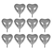Kalp Şekilli Gümüş Renk Folyo Balon 45 Cm 10 Adet