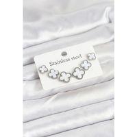 316L Çelik Gümüş Beyaz Renk 3 Boy Yonca Küpe Seti