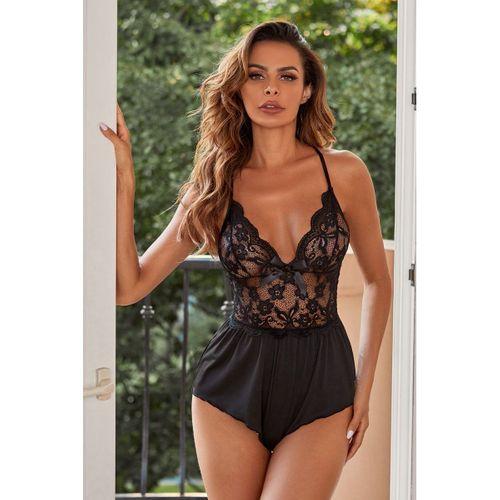 Kadın Siyah Sırtı Çapraz Ip Detaylı Gecelik