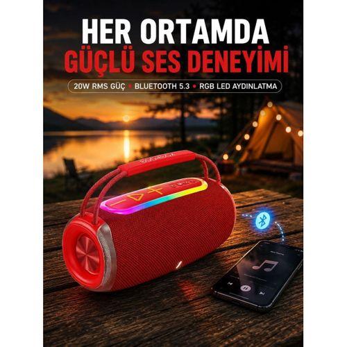 Suya Dayanıklı 20w Rgb Hoparlör Bluetooth, Usb, Sd Kart Ve Aux Girişli
