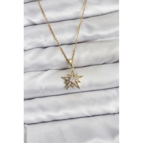 316L Çelik Zincir Gold Renk Yıldız Model Zirkon Taşlı Kadın Kolye