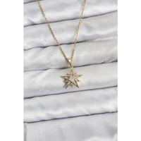 316L Çelik Zincir Gold Renk Yıldız Model Zirkon Taşlı Kadın Kolye