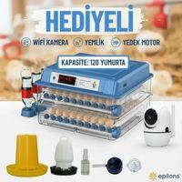 Tam Otomatik 120 Yumurta Kapasiteli Kuluçka Makinesi - Civciv Kaz Hindi Ördek İçin Wifi Kameralı Yedek Motorlu Set