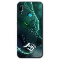 MRCİLETİSİM Huawei P smart 2019 Kılıf Baskılı Kapak - Yeşil Kurt +Tam Ekran Koruyucu