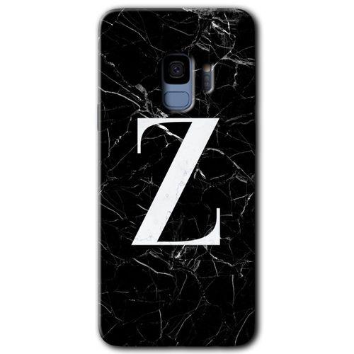 Potkal Hediye Fabrikası Samsung Galaxy S9 HD Baskılı Kılıf + 9D Tam Ekran Koruyucu - Siyah Mermer Desenli Z Harfi