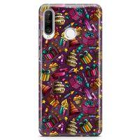 Huawei P30 Lite 2020 Kılıf Parti Malzemeleri Doodle Arka Kapak Koruma Desenli Full Koruyucu