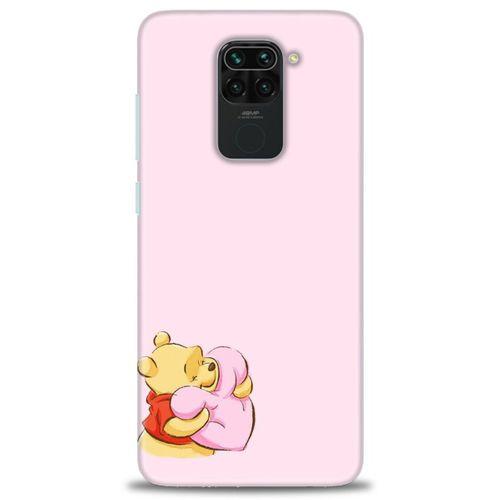 Xiaomi Redmi Note 9 Kılıf HD Baskılı Kılıf - Winnie the Pooh Kalpli + Tam Ekran Koruyucu
