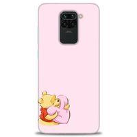 Xiaomi Redmi Note 9 Kılıf HD Baskılı Kılıf - Winnie the Pooh Kalpli + Tam Ekran Koruyucu