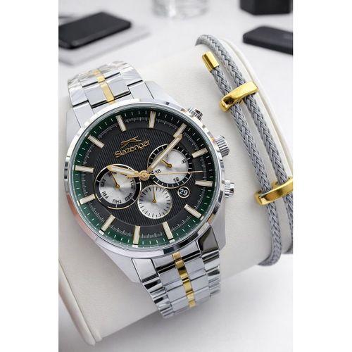 Slazenger İtalyan Tasarım Bileklik Hediyeli 2 Yıl Garantili 10 Atm Çelik Erkek Kol Saat ESL.2483.04