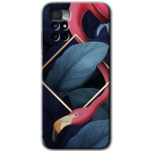 Redmi Note 11 4G Kılıf HD Desen Baskılı Arka Kapak - Flamingo Yaprak