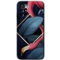 Redmi Note 11 4G Kılıf HD Desen Baskılı Arka Kapak - Flamingo Yaprak