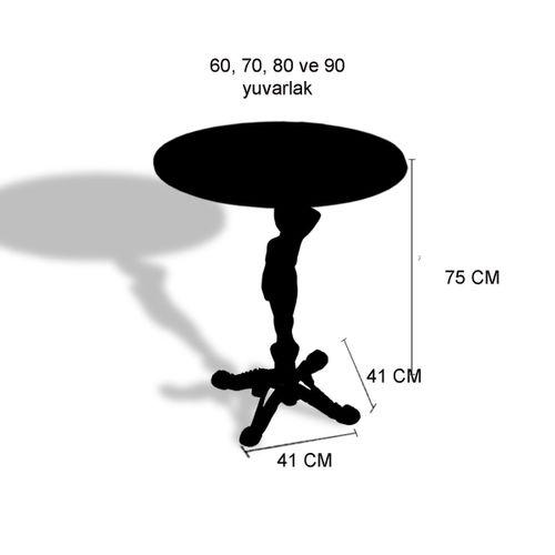 Dockers Çipa 1003 Döküm Ayak Yuvarlak Masa Çap 70cm - (Werzalit, Wermodin ve Allzalit Tabla) - Sydney