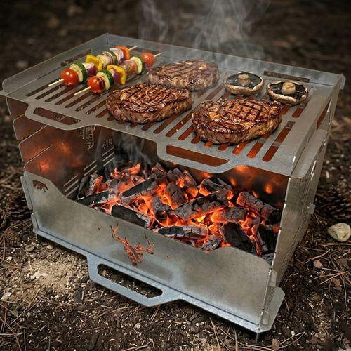 Kamp Ayısı® StagGrill™ Katlanır Ayarlanabilir Paslanmaz Izgaralı Mangal