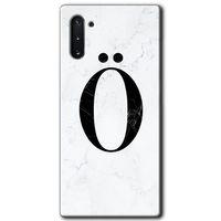 MRCİLETİSİM MRCİLETİSİM Samsung Galaxy Note 10 Kılıf HD Desen Baskı Arka Kapak + Temperli Cam - Beyaz Mermer Desenli Ö Harf