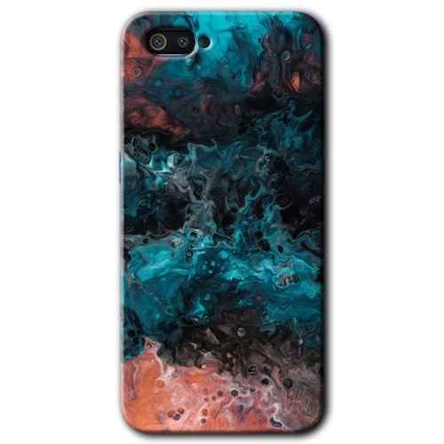 MRCİLETİSİM Realme C2 Kılıf HD Desen Baskılı Arka Kapak + Temperli Cam - Liquid Colorfull