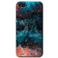 MRCİLETİSİM Realme C2 Kılıf HD Desen Baskılı Arka Kapak + Temperli Cam - Liquid Colorfull