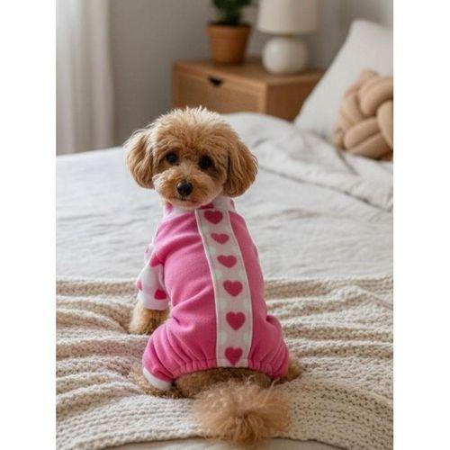 Pinky Hearts Polar Köpek Tulum Pijama