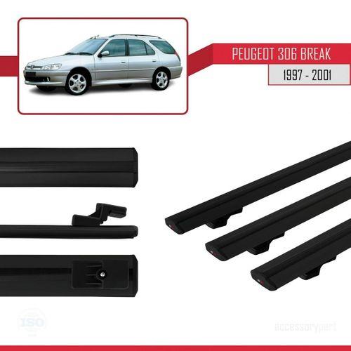 Peugeot 306 Estate 1997-2001 Arası ile uyumlu Basic Model Ara Atkı Tavan Barı SİYAH 3 ADET